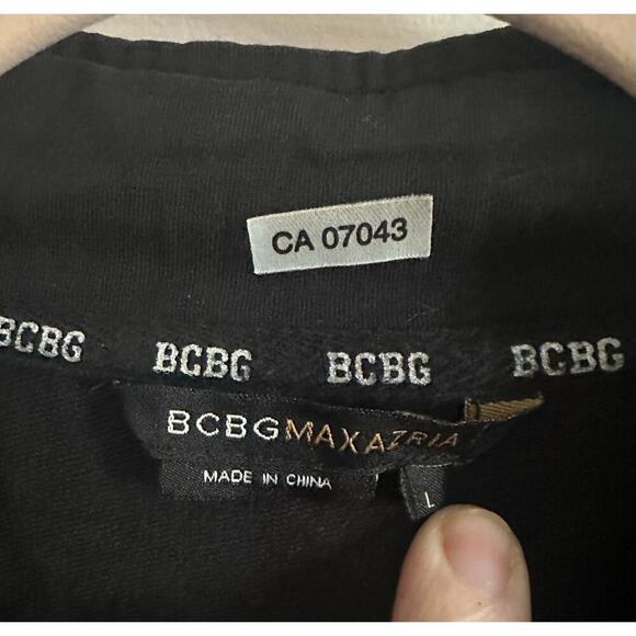 BCBGMAXAZRIA Vintage Y2K Logo Zip-Up Track Jacket Black - Sz Large - Picture 3 of 6